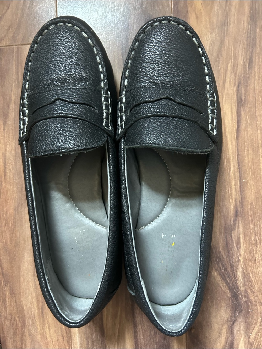 Rockport Works Steel Toe ESD Black Penny Loafers with White Stitching